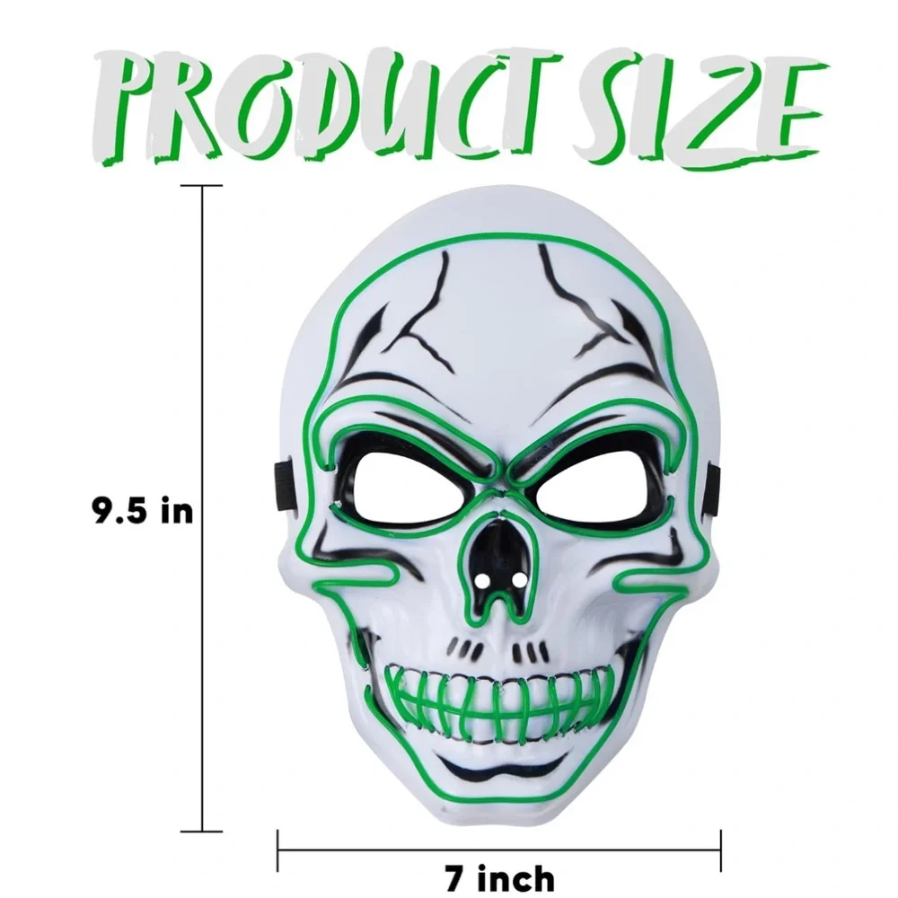 NWT JOYIN Halloween LED Skull Mask & Light Up‎ Gloves Set Green Glow Cosplay